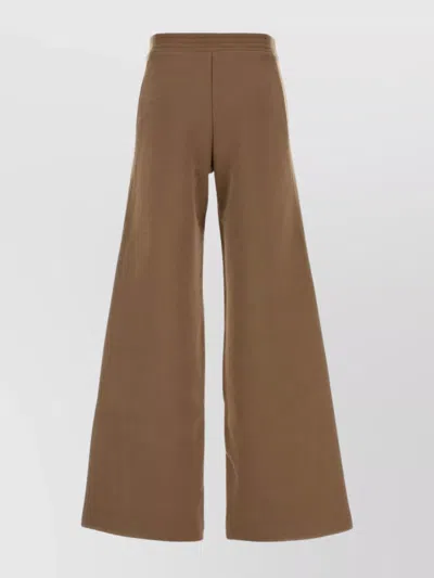 Max Mara High Waist Wide Leg Joggers With Seam Detailing In Brown