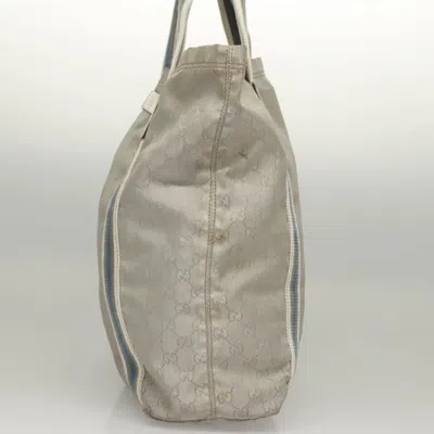 Pre-owned Gucci Sherry Silver Canvas Tote Bag ()