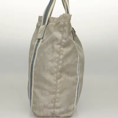 Pre-owned Gucci Sherry Silver Canvas Tote Bag ()