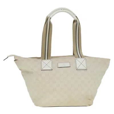 Pre-owned Gucci Sherry White Canvas Tote Bag ()