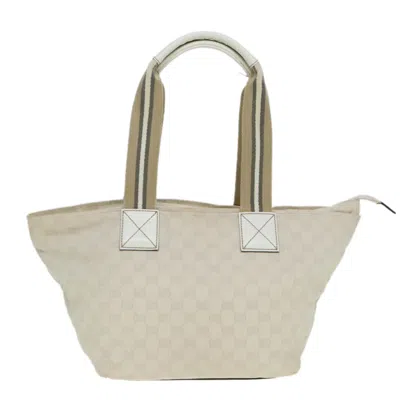 Pre-owned Gucci Sherry White Canvas Tote Bag ()