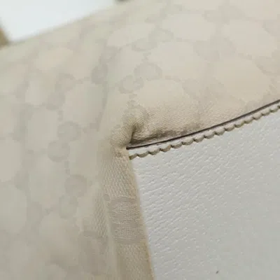 Pre-owned Gucci Sherry White Canvas Tote Bag ()