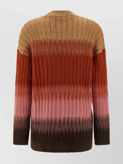 Fendi Gradient Knit Cardigan Featuring Front Pockets In Multi