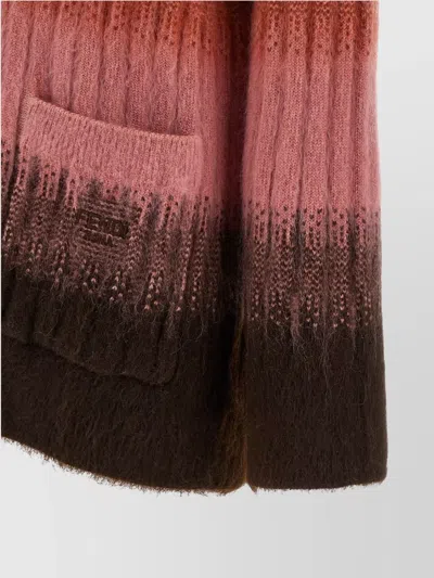 Fendi Gradient Knit Cardigan Featuring Front Pockets In Multi
