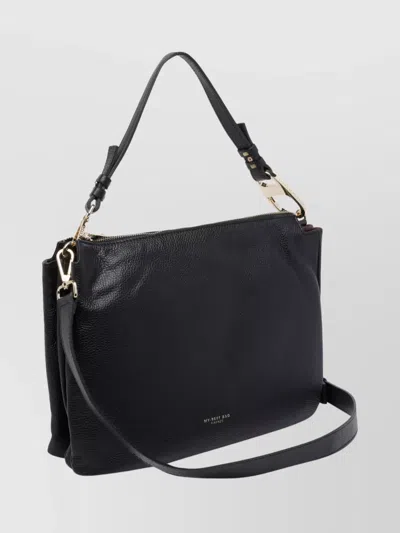 My Best Bag Firenze Leather Shoulder Bag Adaptable Strap In Black