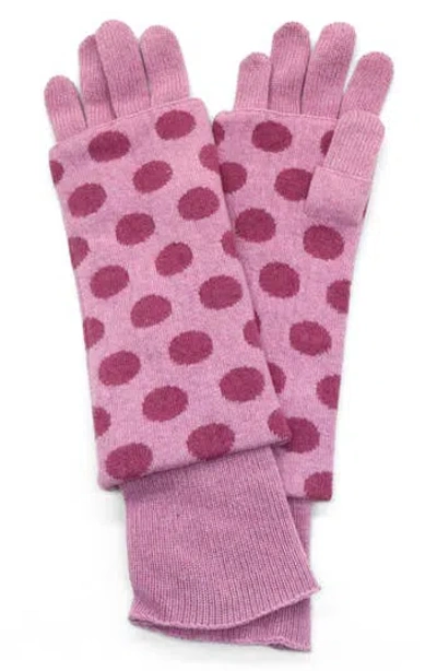 Portolano Two In One Gloves And Armwarmer In Polka Dots In Pink