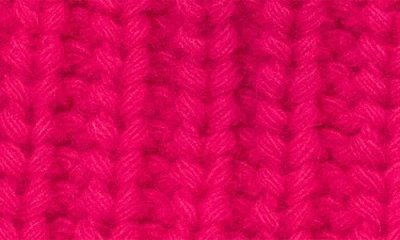 Portolano Chunky Wool Blend Beanie With Faux Fur Pompom In Pink