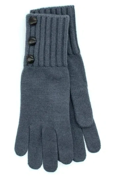 Portolano Gloves With Leather Buttons In Blue