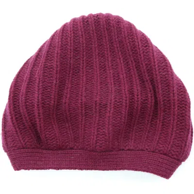 Portolano Rickrack Stitch Wool Blend Beanie In Burgundy