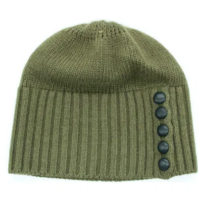 Portolano Minerva Button Beanie In Green