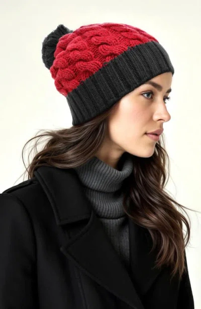 Portolano Wool Blend Pompom Beanie In Red