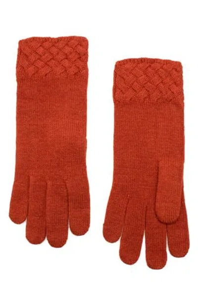 Portolano Gloves With Basket Weave Cuff In Red