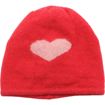 Portolano Heart Wool Blend Beanie In Red