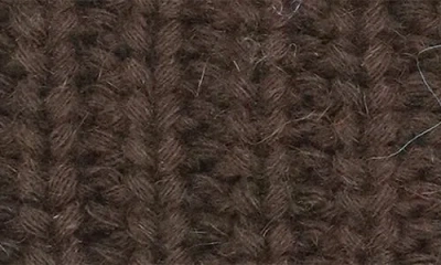 Portolano Chunky Wool Blend Beanie With Faux Fur Pompom In Brown