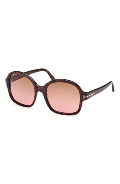 Tom Ford Hanley Brown Butterfly Ladies Sunglasses Ft1034 52f 57