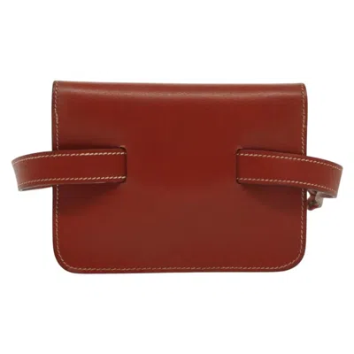 Pre-owned Hermes Hermès Floride Brown,gold Leather Clutch Bag ()