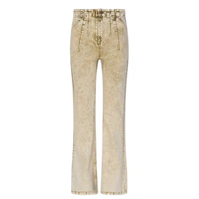 Circular Path Neutrals Flared Jean In Green