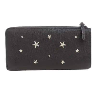 Pre-owned Jimmy Choo Black Leather Long Wallet (bi-fold) ()