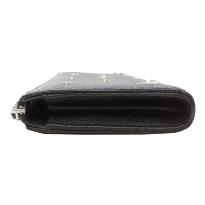 Pre-owned Jimmy Choo Black Leather Long Wallet (bi-fold) ()