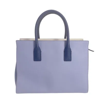 Pre-owned Kate Spade Blue Ivory Faux Leather Handbag Shoulder Bag ()