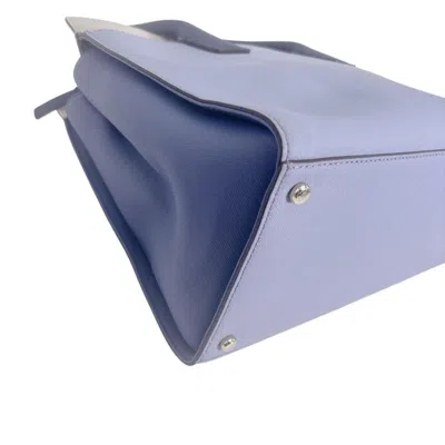 Pre-owned Kate Spade Blue Ivory Faux Leather Handbag Shoulder Bag ()