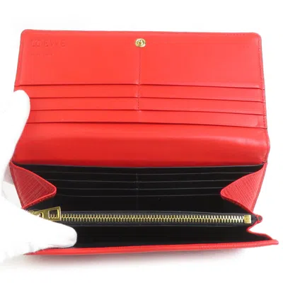 Pre-owned Loewe Red Color Leather Long Wallet (bi-fold) ()