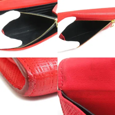 Pre-owned Loewe Red Color Leather Long Wallet (bi-fold) ()