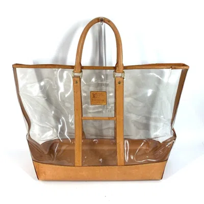 Pre-owned Louis Vuitton Beige Clear Vinyl Leather Shoulder Bag Tote Bag ()