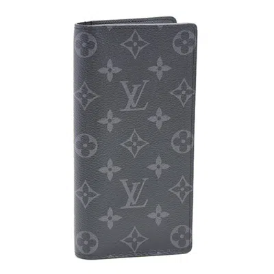 Pre-owned Louis Vuitton Black Gray Monogram Eclipse Monogram Eclipse Long Wallet (bi-fold) () In Multi