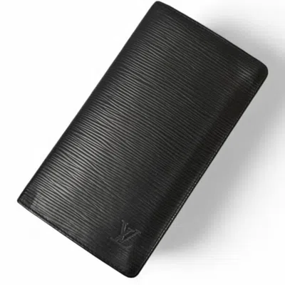 Pre-owned Louis Vuitton Black Leather Long Bill Wallet (bi-fold) ()