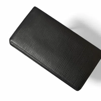 Pre-owned Louis Vuitton Black Leather Long Bill Wallet (bi-fold) ()