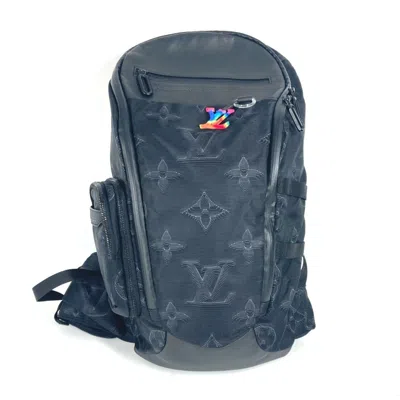 Pre-owned Louis Vuitton Black Leather Nylon Backpack ()