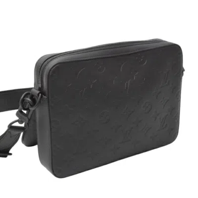 Pre-owned Louis Vuitton Black Noir Monogram Shadow Shoulder Bag ()