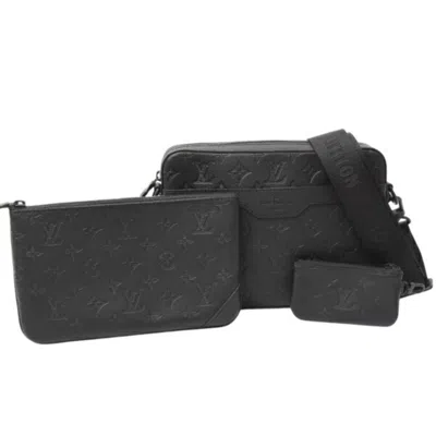 Pre-owned Louis Vuitton Black Noir Monogram Shadow Shoulder Bag ()