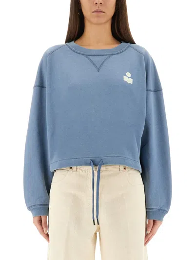 Isabel Marant Étoile Cropped Knitwear Drawstring Hem In Blue