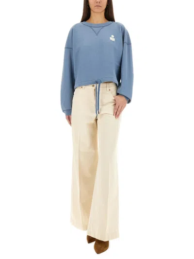 Isabel Marant Étoile Cropped Knitwear Drawstring Hem In Blue