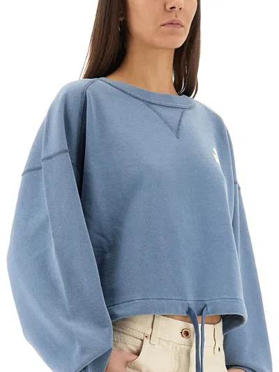 Isabel Marant Étoile Cropped Knitwear Drawstring Hem In Blue