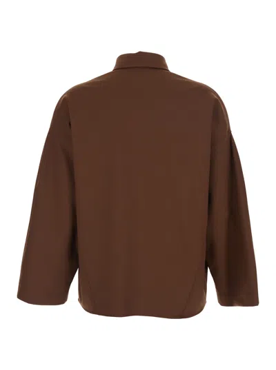 Merci Classic Collar Patch Pocket Shirt In Brown