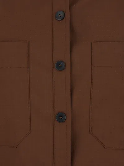 Merci Classic Collar Patch Pocket Shirt In Brown