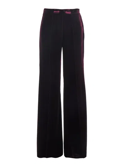 Forte Forte Purple Trousers With Elasticated Waist And Hidden Side Closure In Velvet Woman In Burgundy