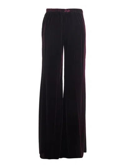 Forte Forte Purple Trousers With Elasticated Waist And Hidden Side Closure In Velvet Woman In Burgundy