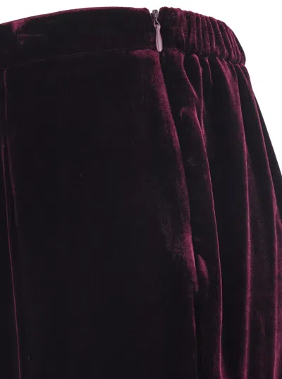 Forte Forte Purple Trousers With Elasticated Waist And Hidden Side Closure In Velvet Woman In Burgundy