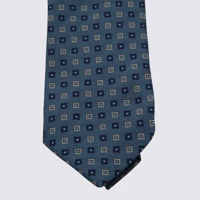 Zegna Geometric Pattern Tie Pointed Tip In Blue