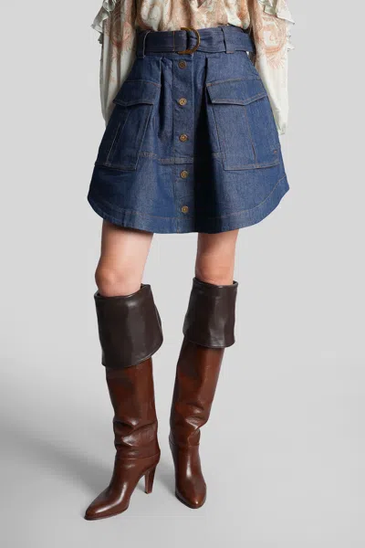 Zimmermann Skirt In Blue Denim In Blue