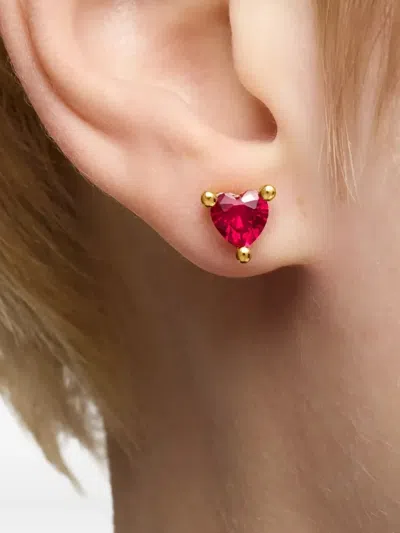 心形红宝石耳环