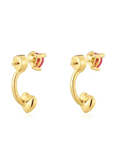 心形红宝石耳环