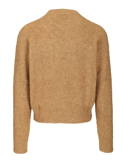 Ami Alexandre Mattiussi Soft Textured Long Sleeve Crew Neck Sweater In Brown