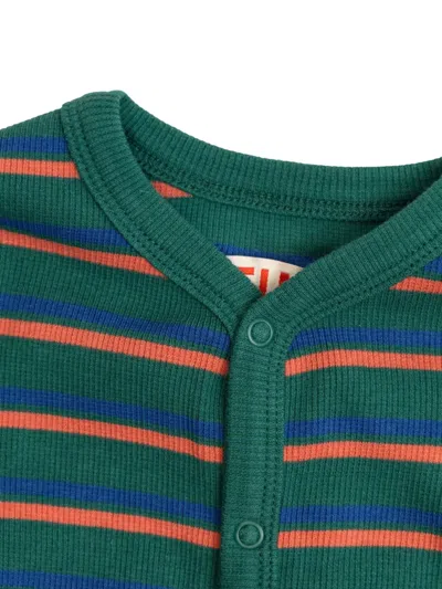 条纹罗纹连体衣