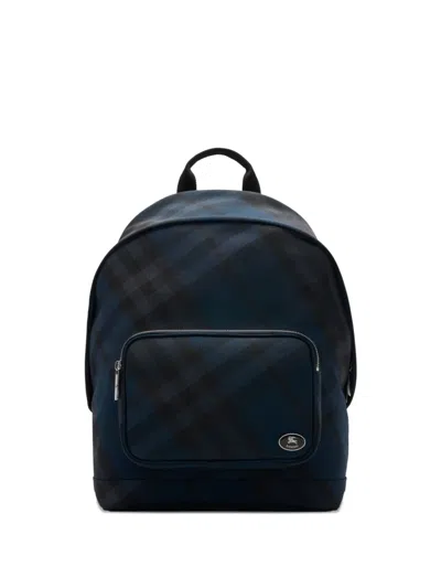 Burberry Grid Check-pattern Backpack In Blue