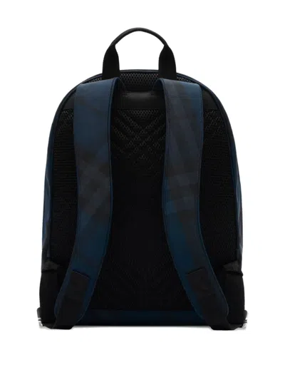 Burberry Grid Check-pattern Backpack In Blue